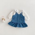 【73-110】ワンピース デニム ハート 蝶結び おしゃれ 女の子 - 画像 (2)