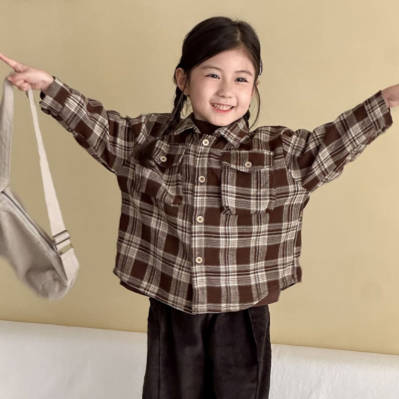 【80-150】シャツ チェック柄 カジュアル 合わせやすい トップス - 画像 (8)