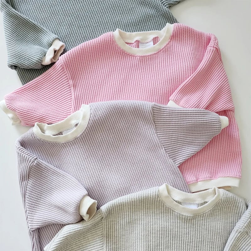 【59-90】ロンパース 四色展開 長袖 ワッフル 可愛い ベビー服 - 画像 (7)