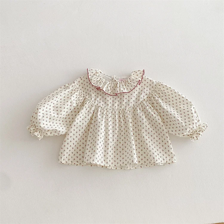 【80-120】ベビー 女の子 フリル襟 小花柄 シャツ - 画像 (6)