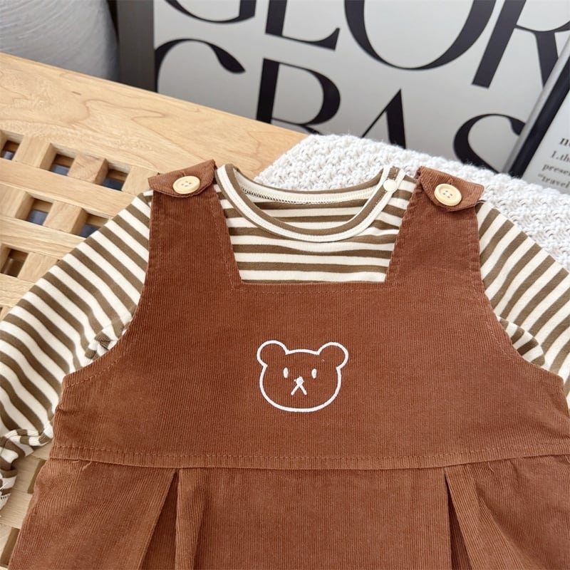 【66-90】セットアップ ロンパース&Tシャツ クマ ブラウン 可愛い ベビー服 - 画像 (12)