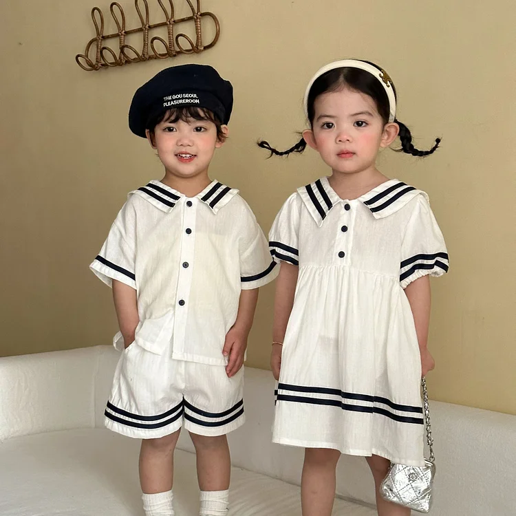 【80-150】キッズ セーラ風 セットアップ or ワンピース - 画像 (5)