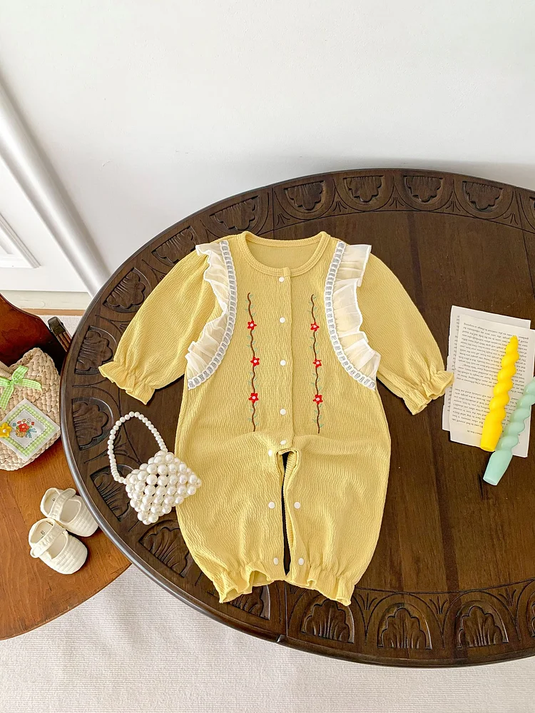 【66-100】オールインワン 花柄 刺繍 おしゃれ ベビー服 - 画像 (7)