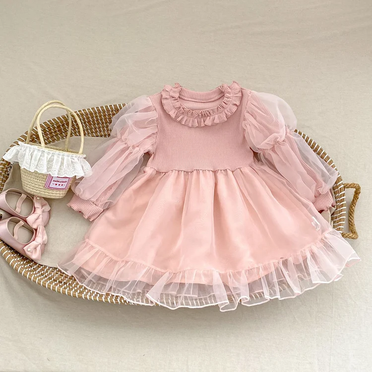 【66-130】ロンパース or ワンピース パフスリーブ 女の子 可愛い ベビー服 - 画像 (3)