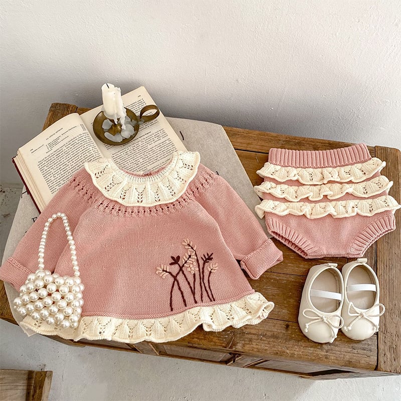 【66-100cm】トップスorパンツ マルチ フリル 編み込み ベビー服