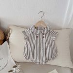 【66-90】ロンパース ストライプ 無地 シンプル ベビー服 - 画像 (8)
