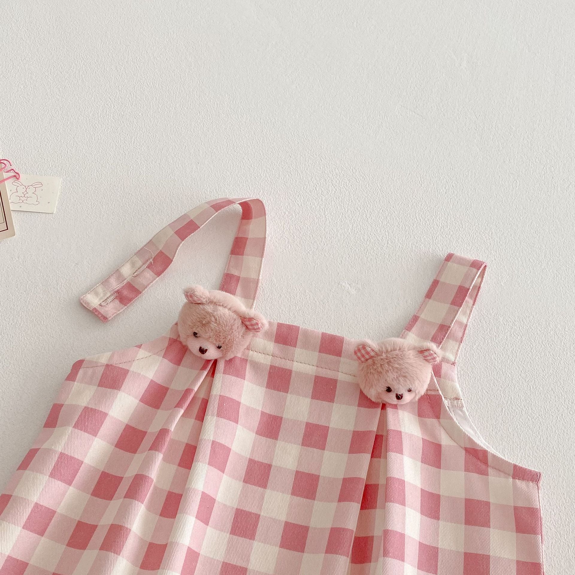 【73-100】サロペット 可愛い ピンク チェック ベビー服 - 画像 (10)