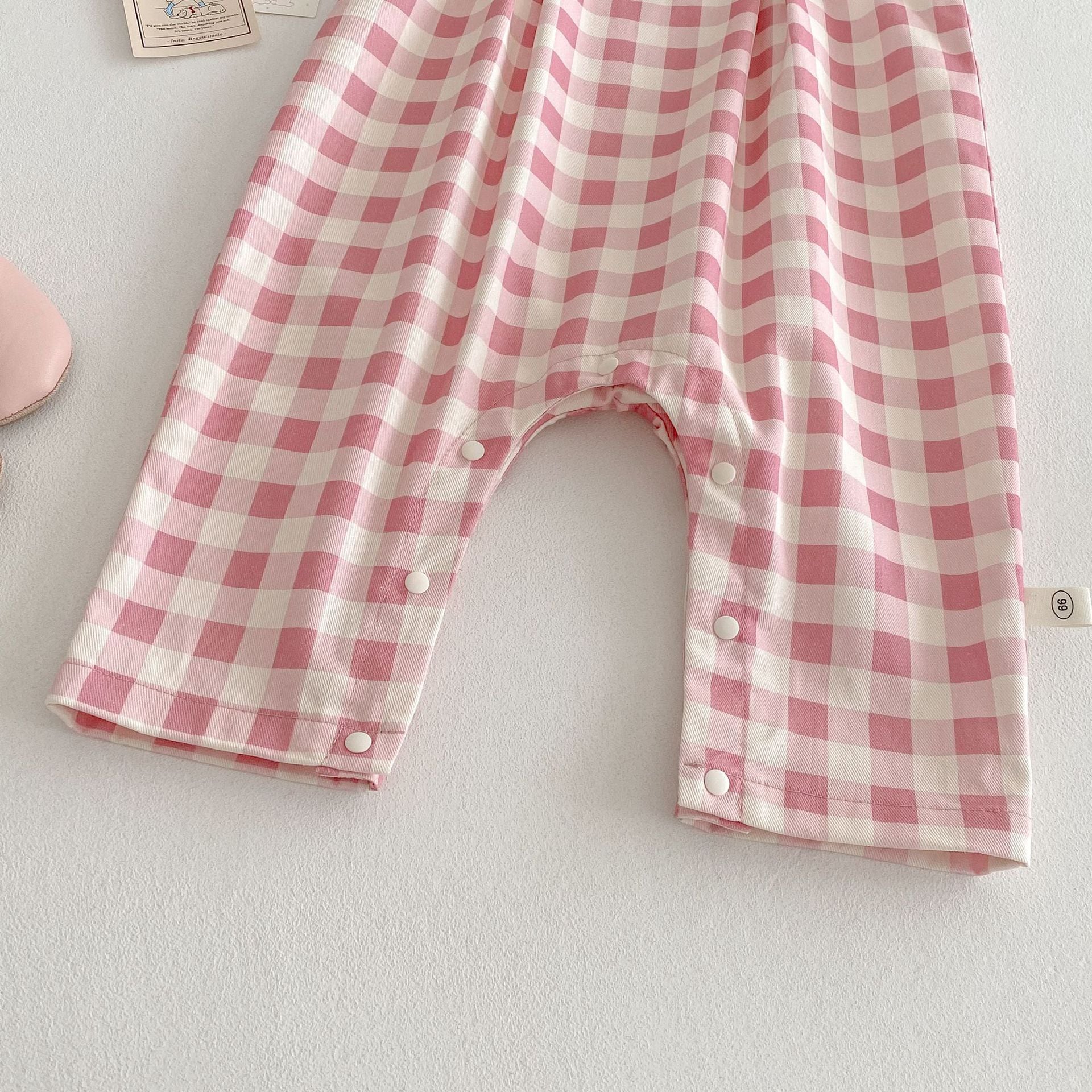 【73-100】サロペット 可愛い ピンク チェック ベビー服 - 画像 (13)