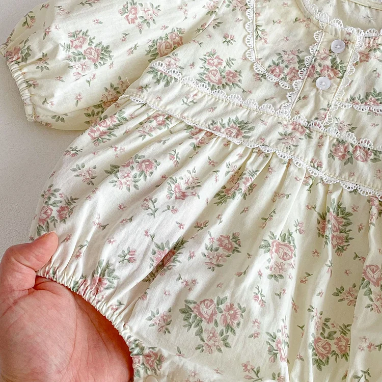 【66-90】ロンパース 小花柄 可愛い 肌に優しい ベビー服 - 画像 (5)