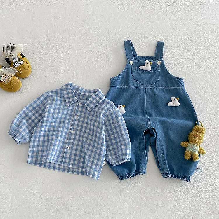 【66-90】セットアップ duck サロペット&トップス 2点セット - 画像 (3)
