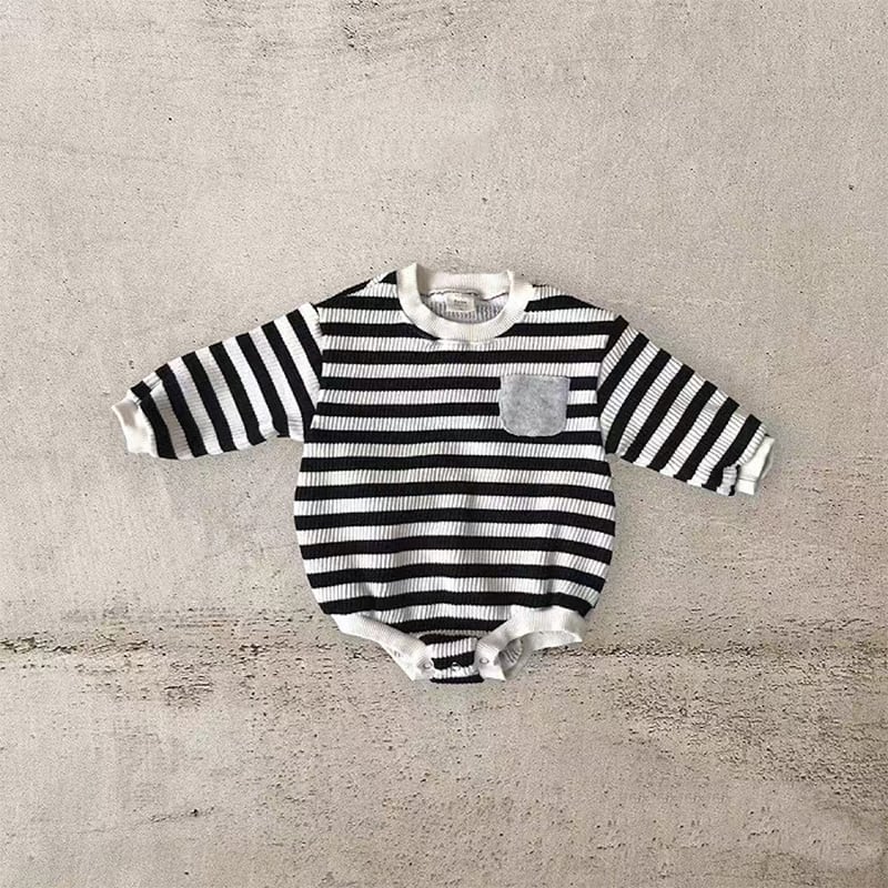【66-90】ロンパース ボーダー柄 ポケット付き 可愛い ベビー服 - 画像 (14)