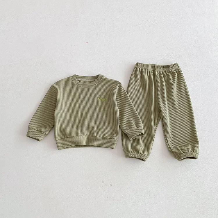 【80-130】セットアップ 英字刺繡 ワッフル シンプル 子供服 - 画像 (8)
