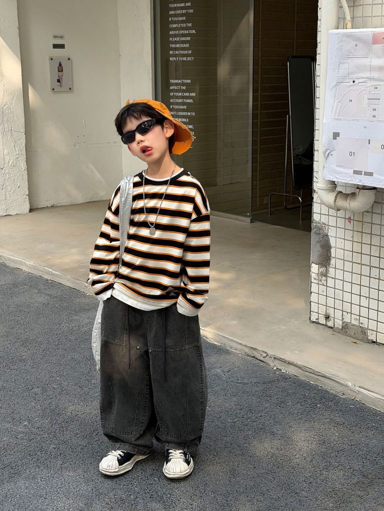 【90-160cm】長袖 Tシャツ 男の子 すっきり 韓国風 かっこいい 着せやすい トップス