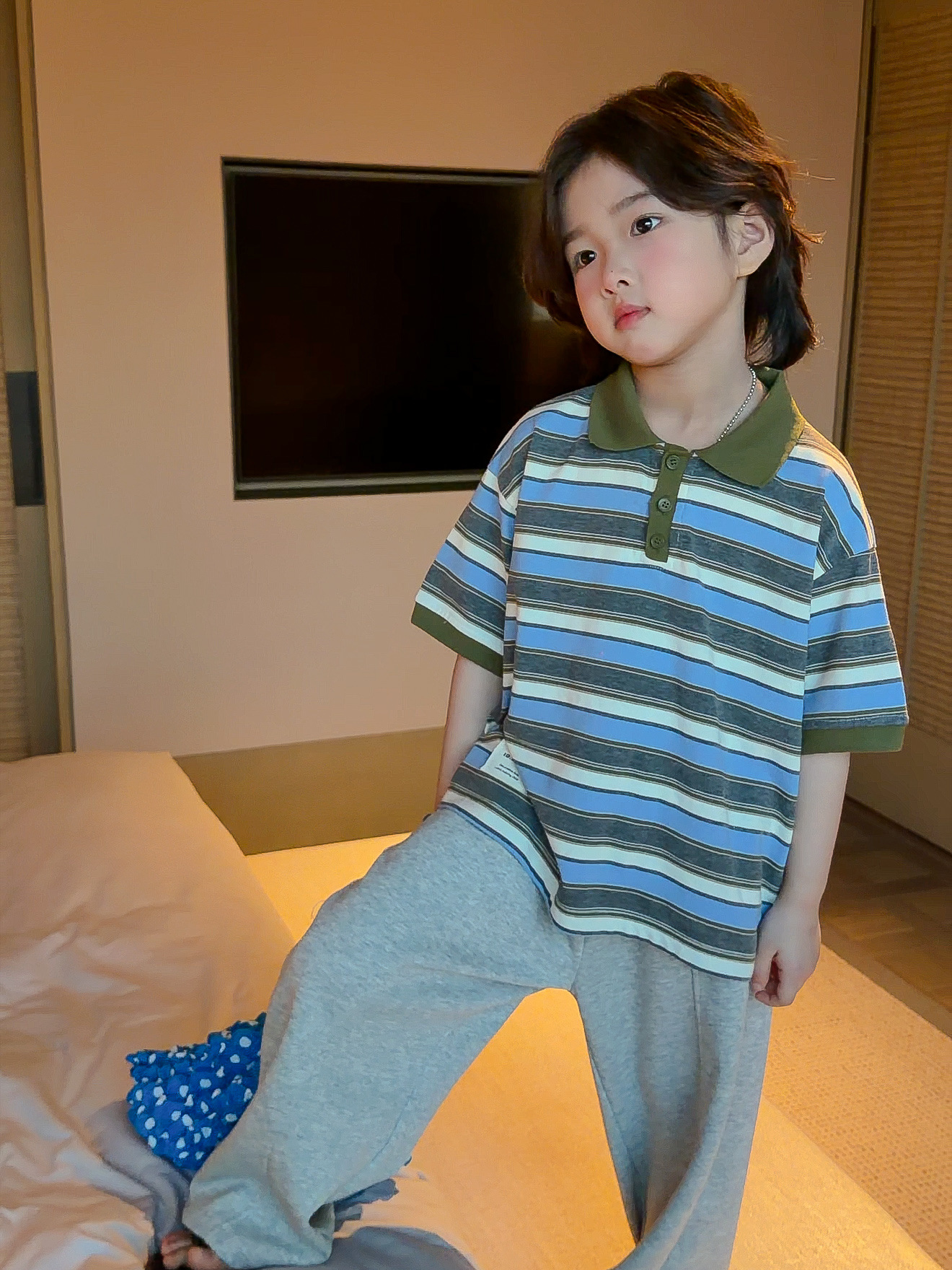 【90-150】Tシャツ バイカラー ボーダー 着心地良い 男の子 トップス - 画像 (3)