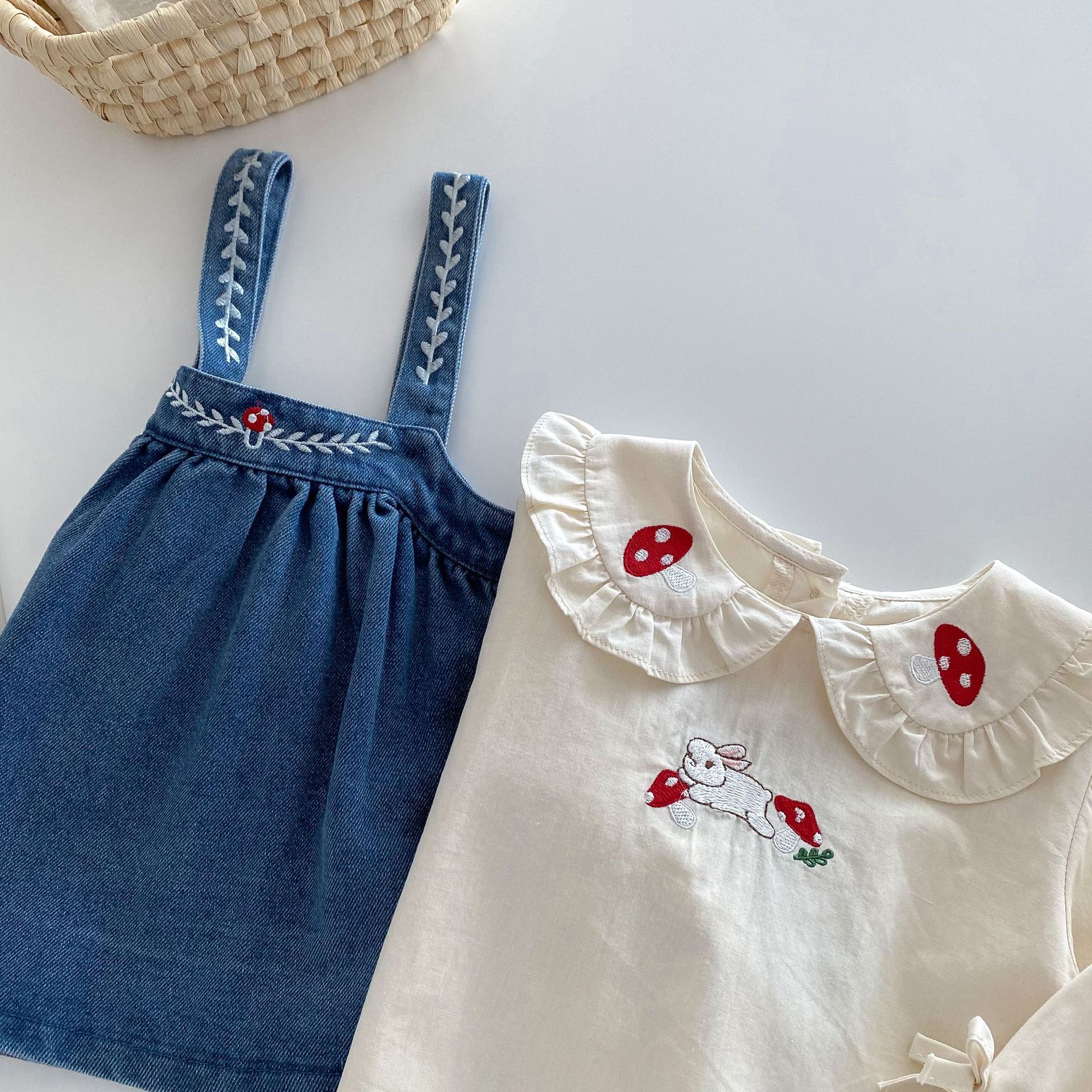 【80-120】トップス/スカート 女の子 刺繍 スウィート - 画像 (5)