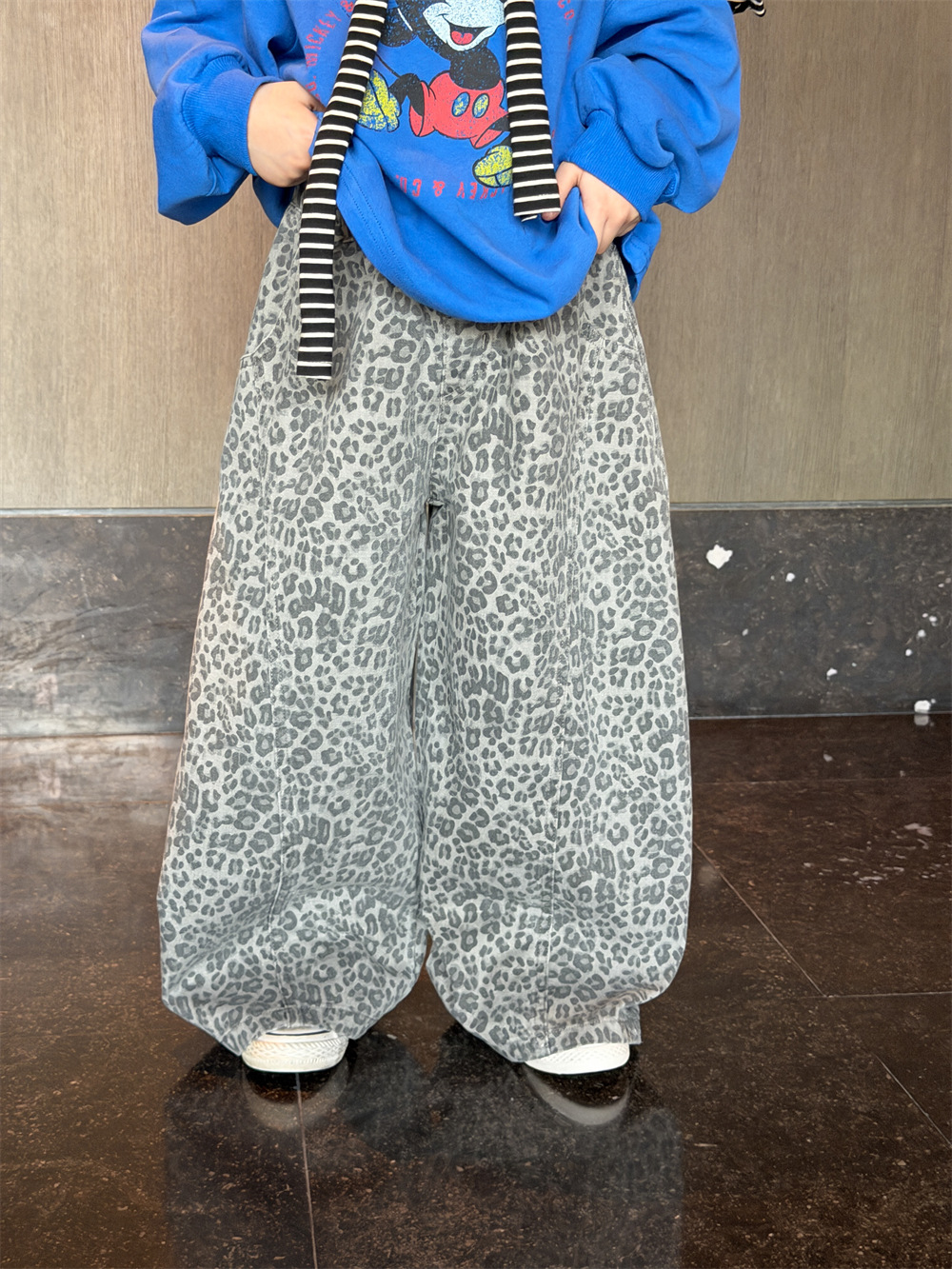 【90-150cm】レオパード柄パンツ キッズ 男女兼用 ゆったり カジュアル 子供服