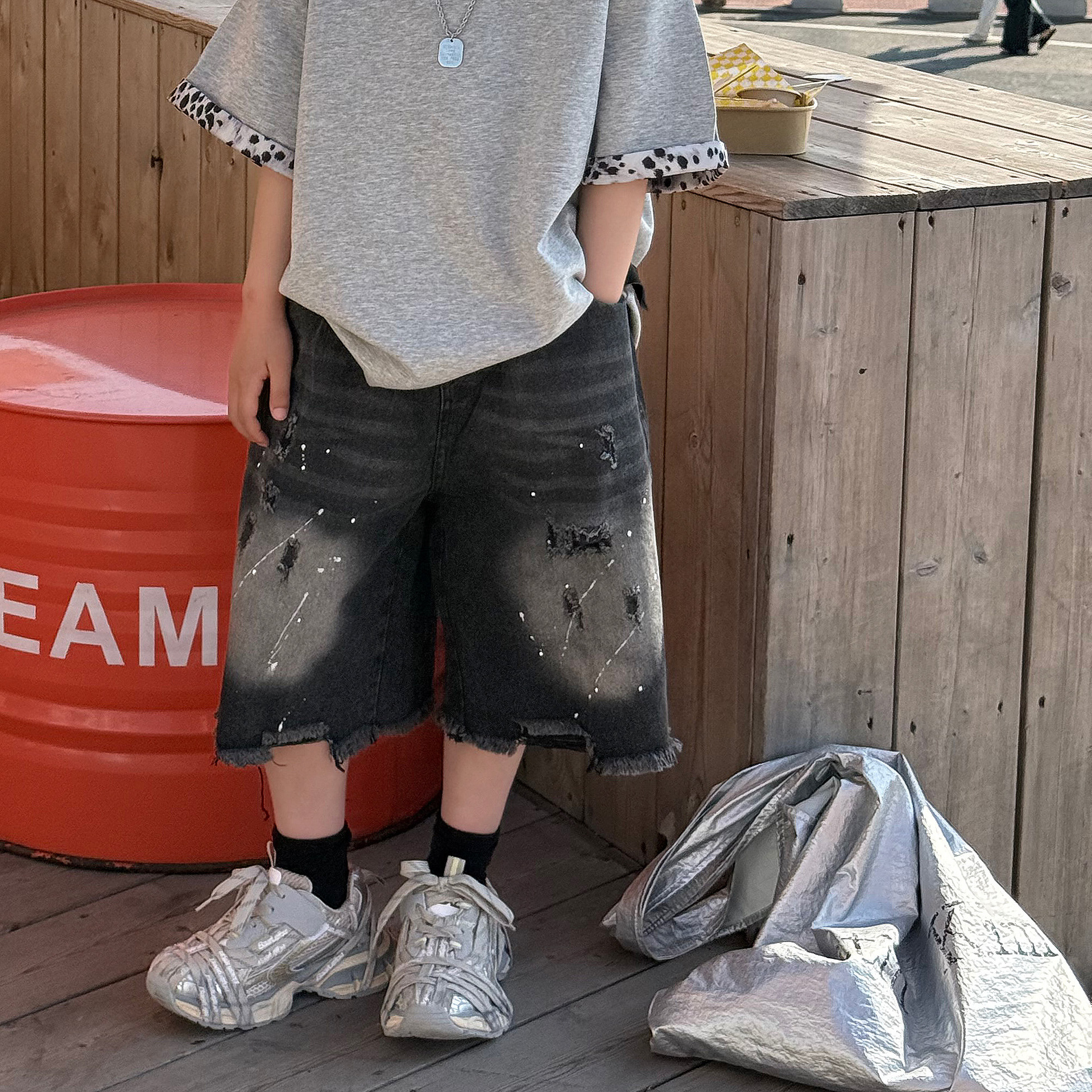 O1CN015OxPeP2BeJQWyRrgq_2207518548363-0-cib.jpg 【90-160】ショートパンツ 男の子 デニム素材 おしゃれ 履きやすい ボトムス - 画像 (1)
