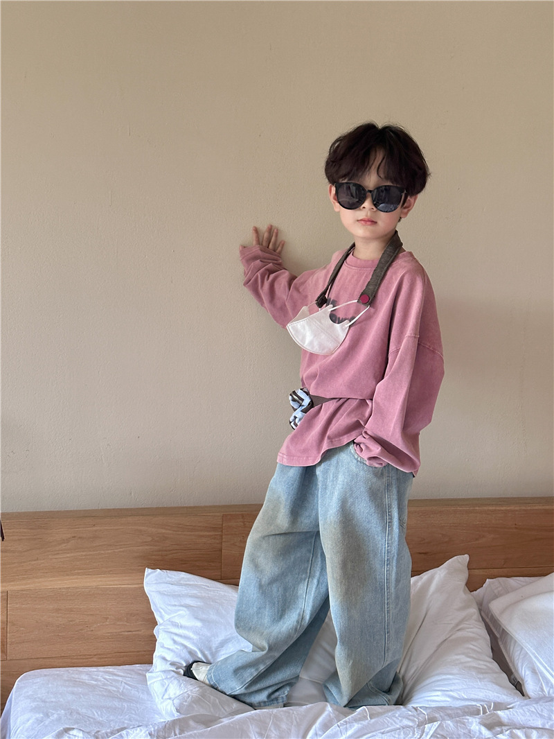 【90-150】長袖 Tシャツ プリント クルーネック カジュアル 韓国風 トップス - 画像 (6)