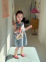 【90-140】ワンピース 女の子 デニム カートゥーン - 画像 (3)