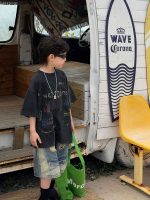 【90-160】半袖 Tシャツ 男の子 ゆったり 着せやすい リラックス クール トップス - 画像 (4)