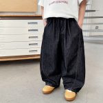 【90-150】デニムパンツ 男の子 配色切替 薄手 カジュアル 韓国風 ロングパンツ - 画像 (5)