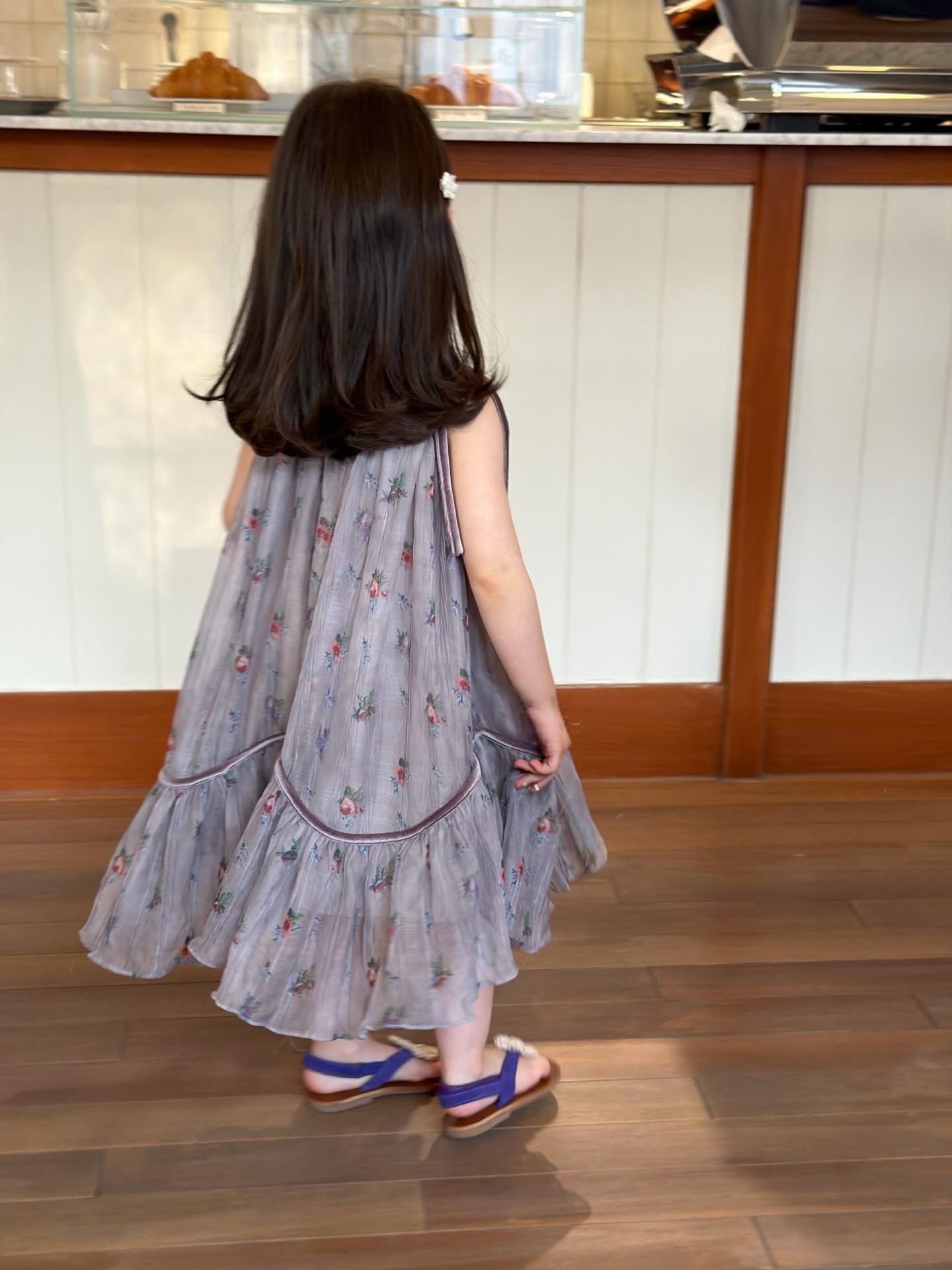 【90-140】ワンピース 女の子 おしゃれ レトロ ノースリーブ - 画像 (4)