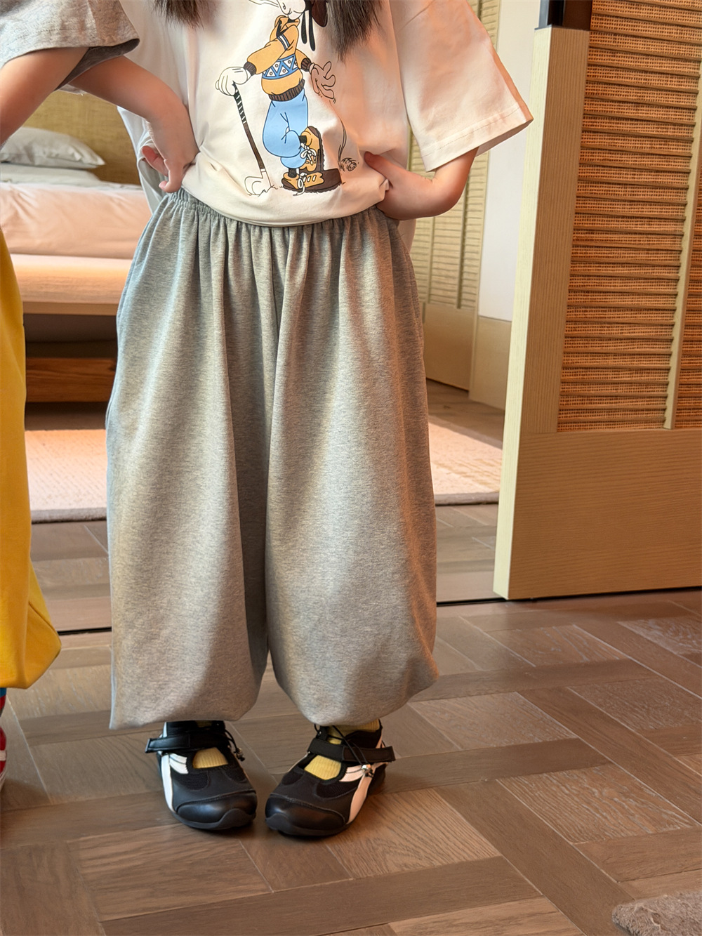 【90-150】バルーンパンツ キッズ 男女兼用 ゆったり 裾ゴム カジュアル ロングパンツ - 画像 (3)