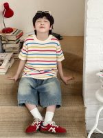 【90-150】半袖Tシャツ 男の子 ボーダー柄 クルーネック 薄手 カジュアル 韓国風 トップス - 画像 (3)