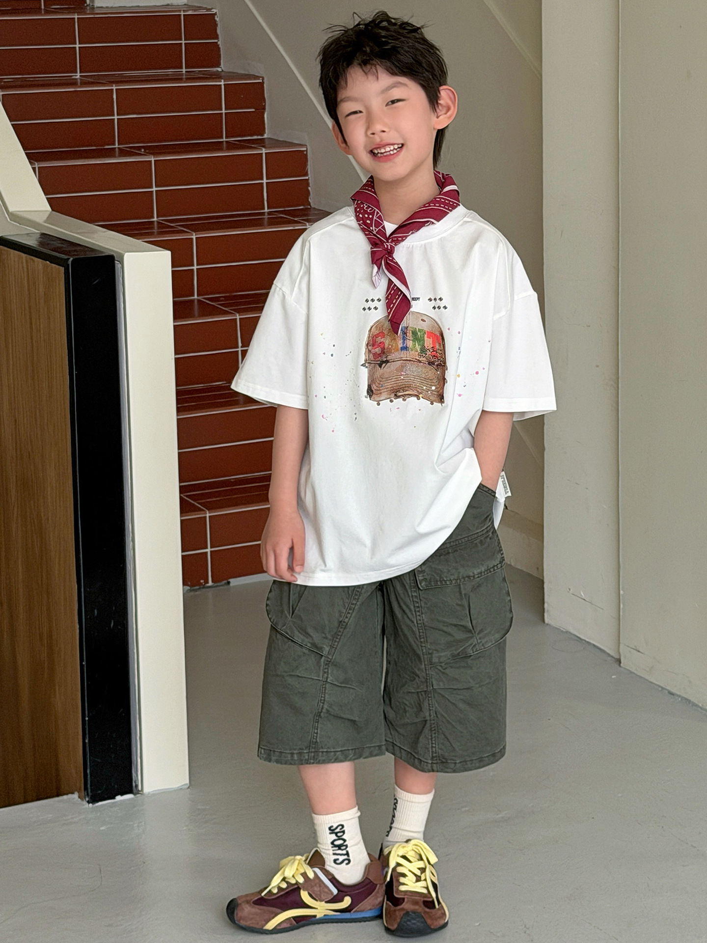 O1CN01BpEdiO1IH8W7ZIctz_2215116460867-0-cib.jpg 【90-160】半袖Tシャツ 男の子 プリント ストリート - 画像 (1)
