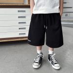 【90-150】ショートパンツ 男の子 ロゴプリント ウエスト紐付き やわらか カジュアル ボトムス - 画像 (3)