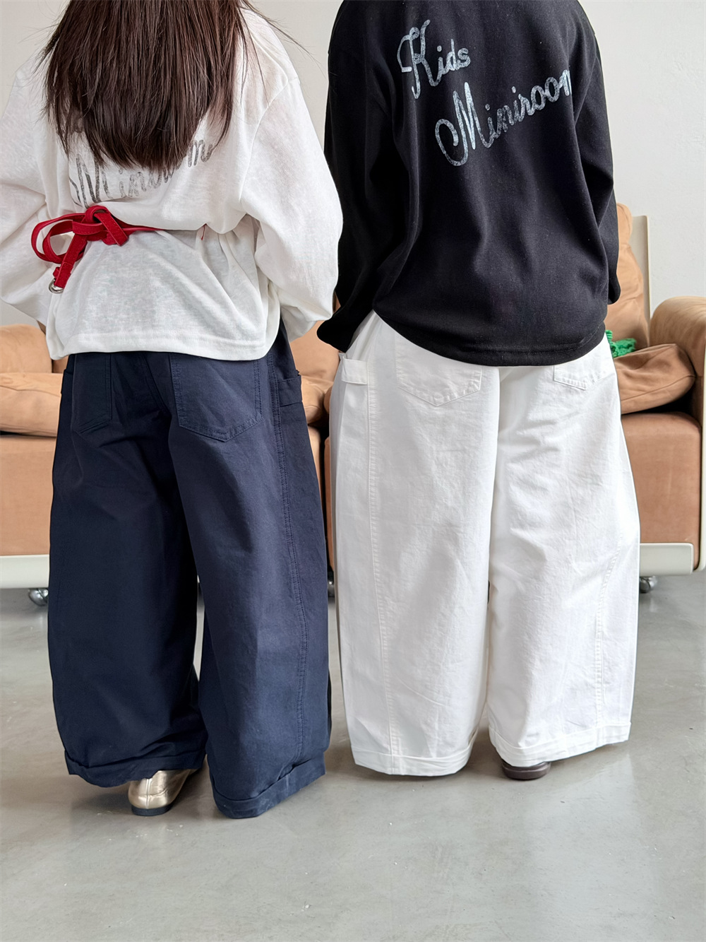 【90-150】カジュアルパンツ 男女兼用 ストレート ロールアップ ロングパンツ - 画像 (7)