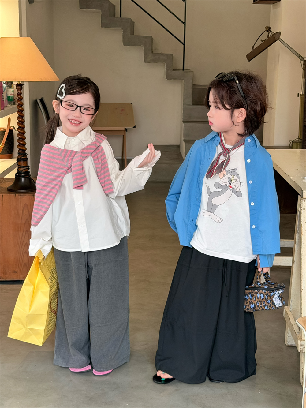 【90-150】シャツ 無地 折り襟 カジュアル 合わせやすい トレンド - 画像 (6)