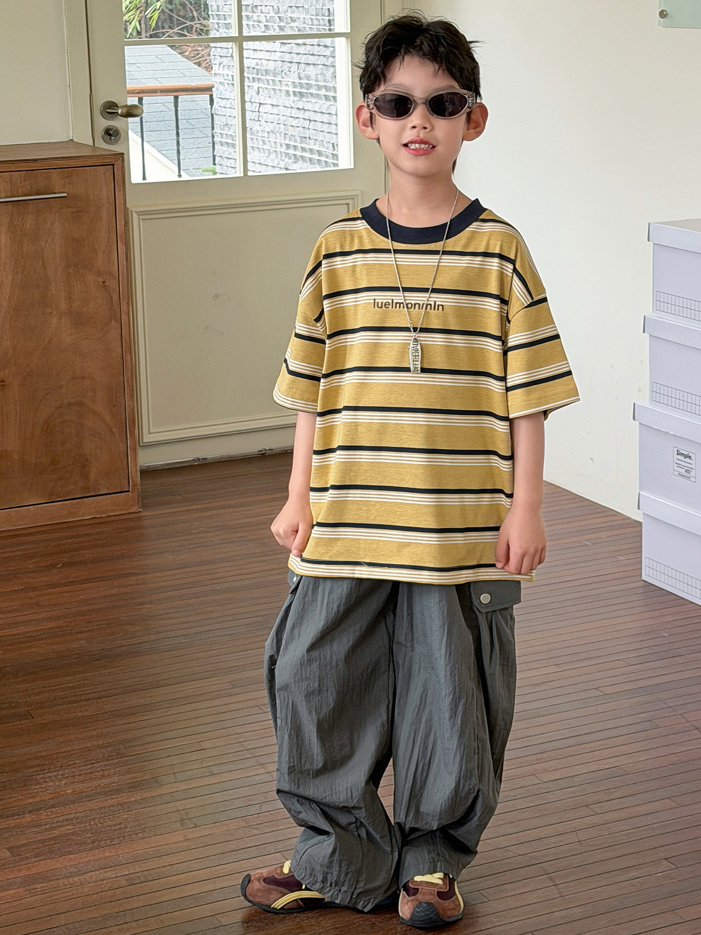 O1CN01FUTZMP1IH8WF5PbDV_2215116460867-0-cib.jpg 【90-160】半袖 トップスTシャツ 男の子 ボーダー柄 クール - 画像 (1)