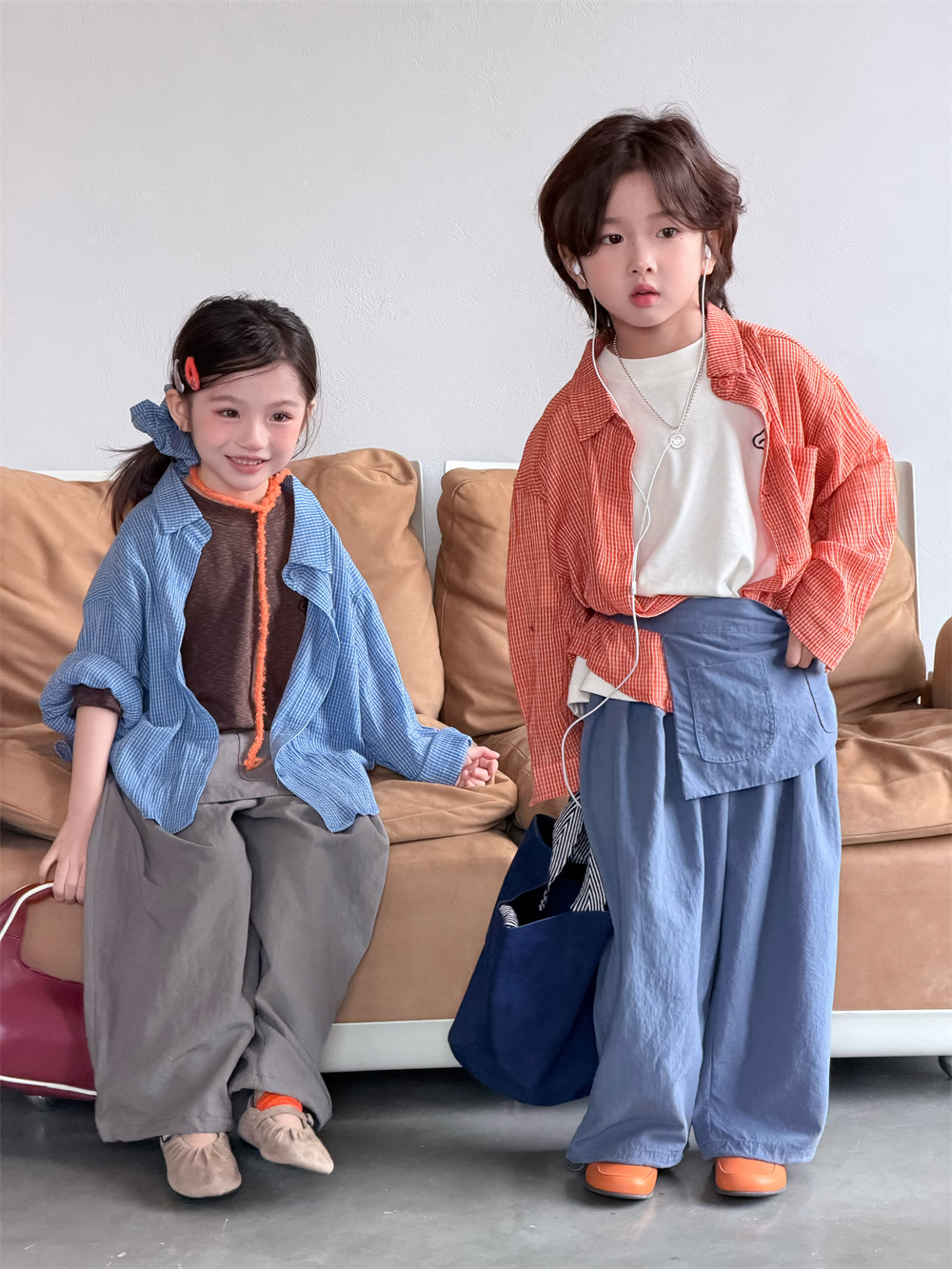 【90-150】チェックシャツ キッズ 男女兼用 襟付き 前開き カジュアルシャツ - 画像 (5)