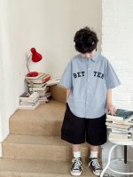 【90-150】シャツ 男の子 襟付き 半袖 ロゴ刺繍 カレッジ風 カジュアル トップス - 画像 (3)