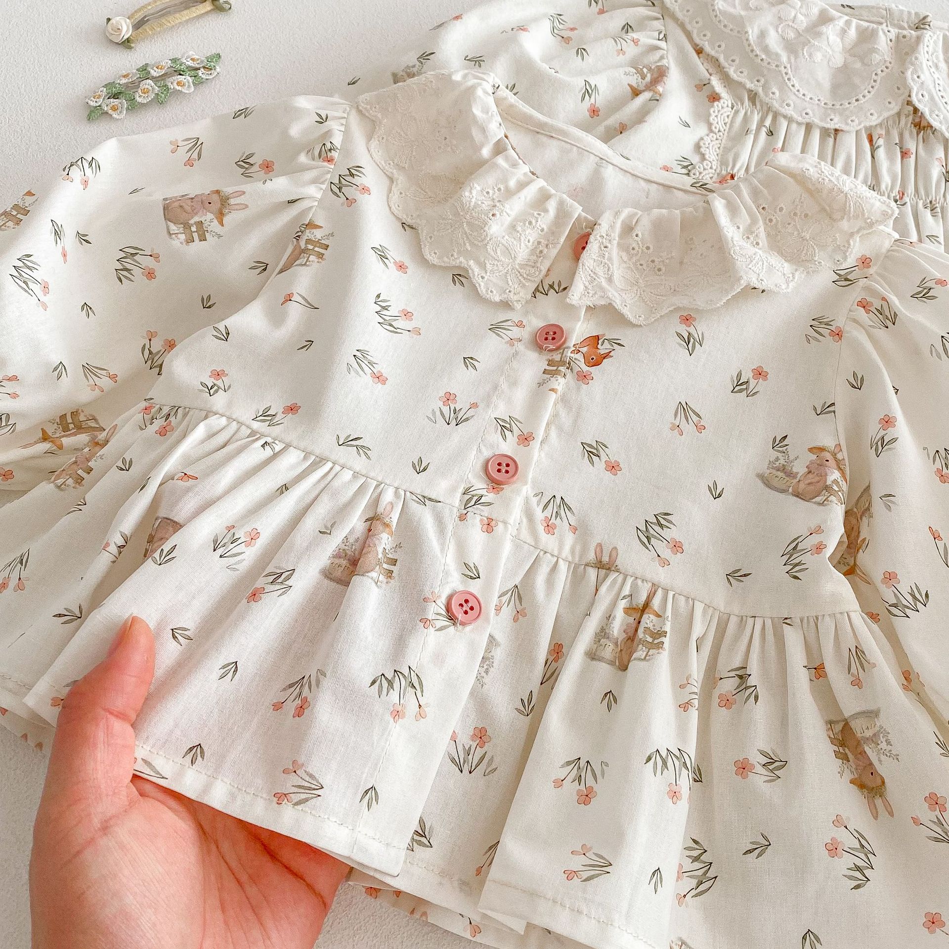 【73-120】トップス&ワンピース&パンツ 花柄 肌触り良い - 画像 (5)