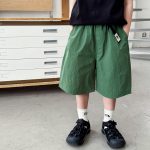 【90-150】カーゴショートパンツ 男の子 ベアタグ ウエストベルト付き 無地 カジュアル 子供服 おしゃれ - 画像 (3)