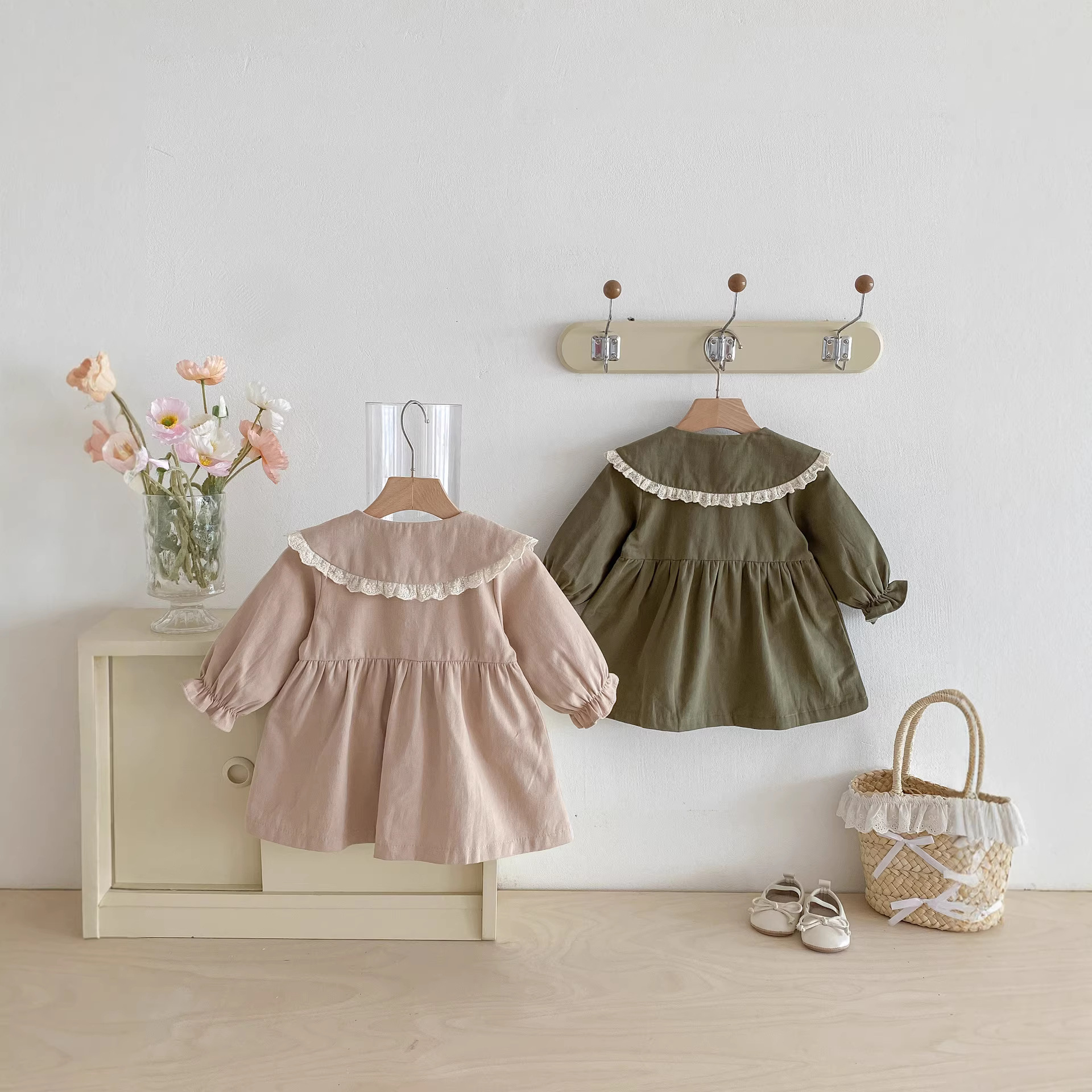 【73-120】ワンピース 女の子 レトロ 上品 ドールカラー - 画像 (3)
