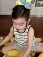 【90-140】ワンピース 女の子 ノースリーブ ボーダー柄 - 画像 (5)