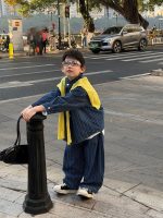 【90-160】セットアップ 男の子 デニム素材 着せやすい カジュアル アウター&パンツ - 画像 (6)