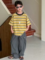 【90-160】半袖 トップスTシャツ 男の子 ボーダー柄 クール - 画像 (4)
