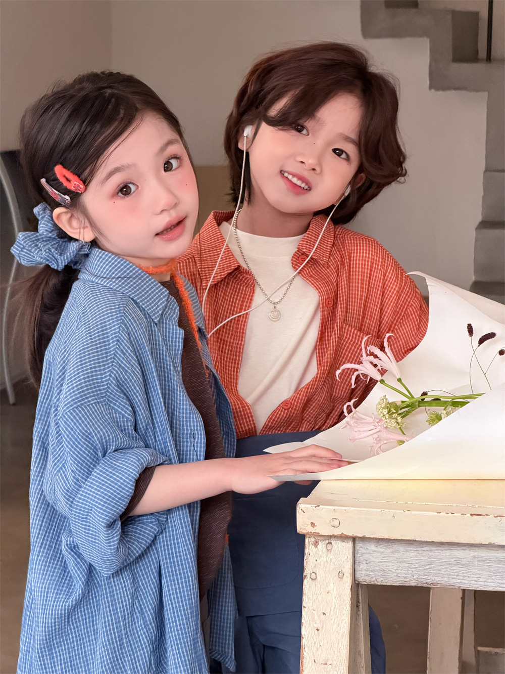 【90-150】チェックシャツ キッズ 男女兼用 襟付き 前開き カジュアルシャツ - 画像 (4)