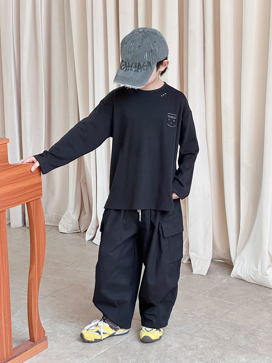 【90-150】Tシャツ 合わせやすい 無地 ラウンドネック カジュアル 長袖 トップス - 画像 (5)