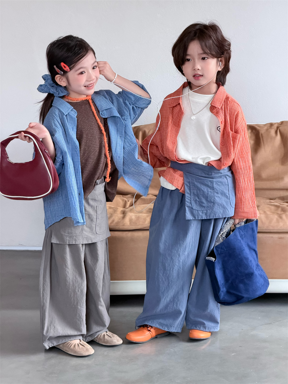 【90-150】チェックシャツ キッズ 男女兼用 襟付き 前開き カジュアルシャツ - 画像 (3)