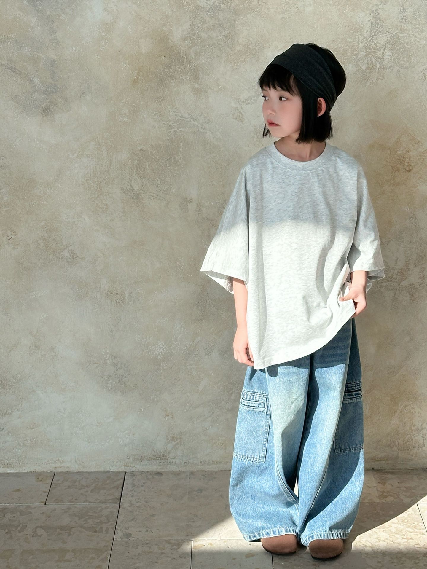【90-150】半袖Tシャツ 男女兼用 プリント ウォッシュ加工 カジュアル 韓国風 トップス - 画像 (6)
