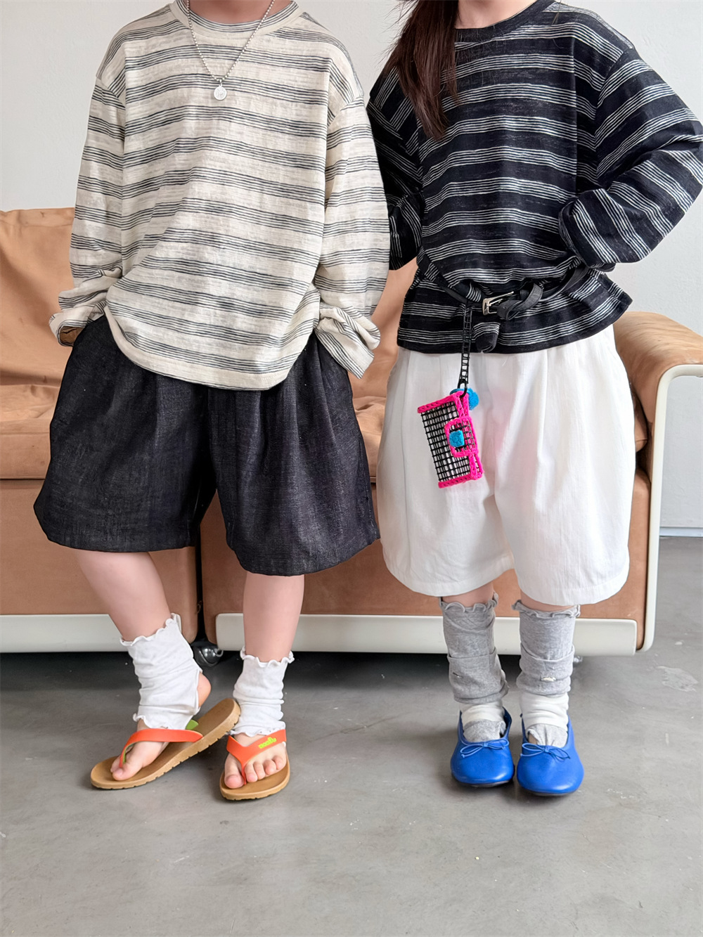 【90-150】デニムハーフパンツ 男女兼用 五分丈 ゆったり カジュアル 韓国風 子供服 - 画像 (3)