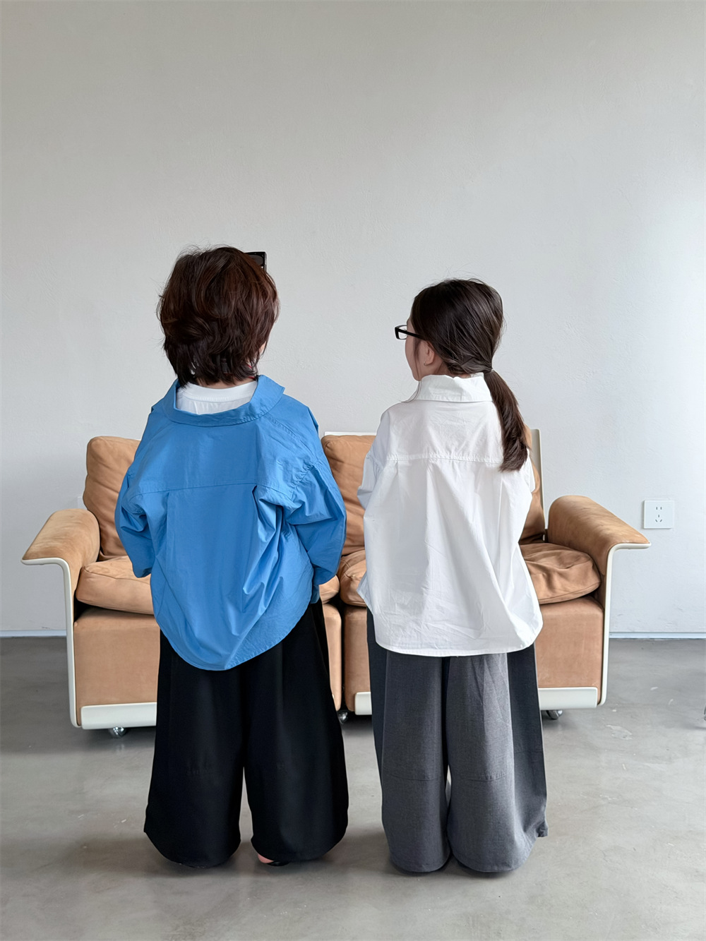 【90-150】シャツ 無地 折り襟 カジュアル 合わせやすい トレンド - 画像 (7)
