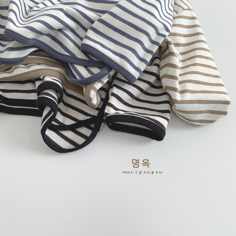 【80-130】長袖Tシャツ キッズ ボーダー柄 やわらか素材 - 画像 (5)