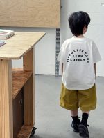 【90-150】半袖Tシャツ 男の子 ロゴプリント クルーネック カジュアル トップス - 画像 (4)
