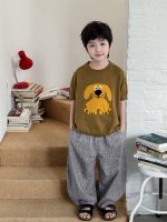【90-150】半袖Tシャツ 男の子 アニマルデザイン クルーネック ニット風 カジュアル トップス